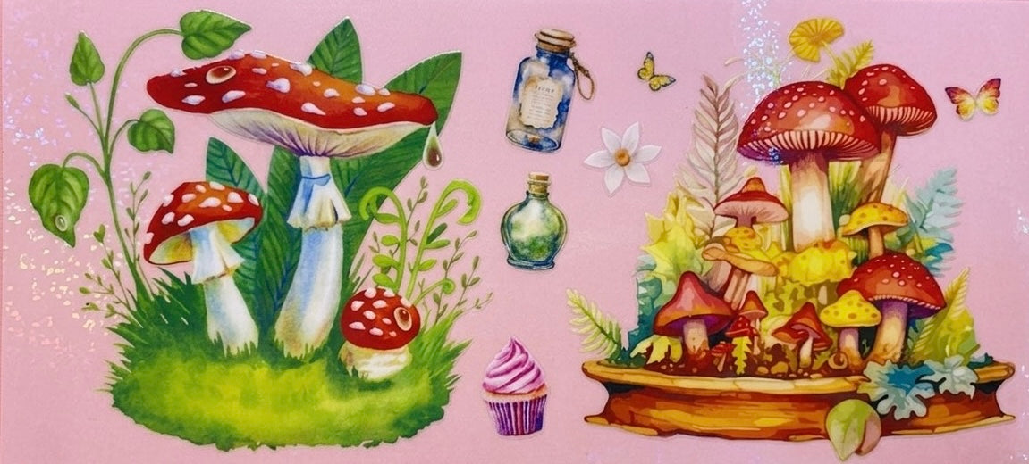 Flowers & Mushrooms Cup Decal – Design #39