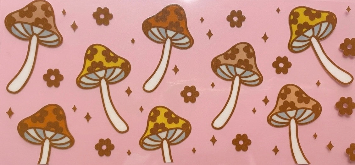 Floral Mushrooms Retro Cottagecore Cup Decal – Design #36