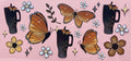 Monarch Butterflies & Sunflowers Cup Decal – Design #22
