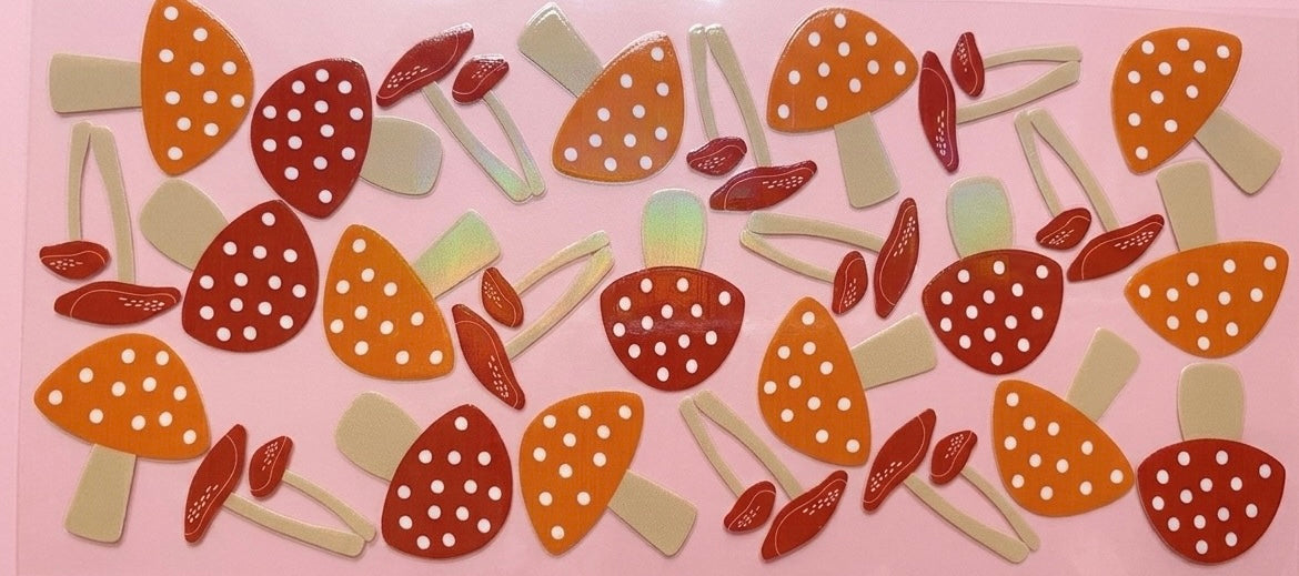 Orange & Red Polka Dot Mushrooms Cup Decal – Design #37