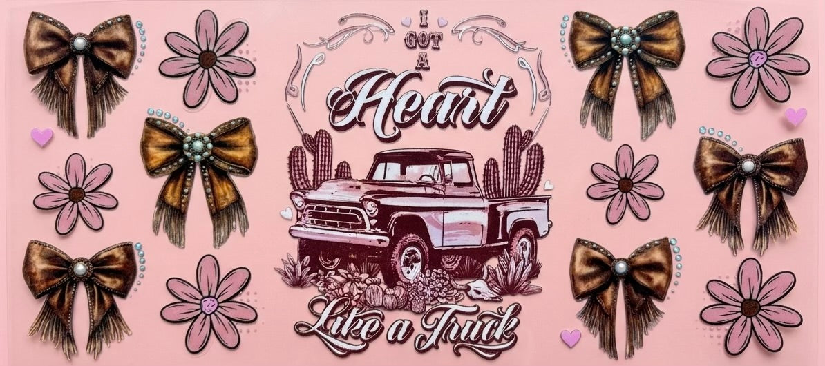 "Heart Like a Truck" Western Floral Cup Decal – Design #32