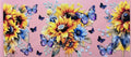 Sunflowers & Purple Butterflies Cup Decal – Design #48