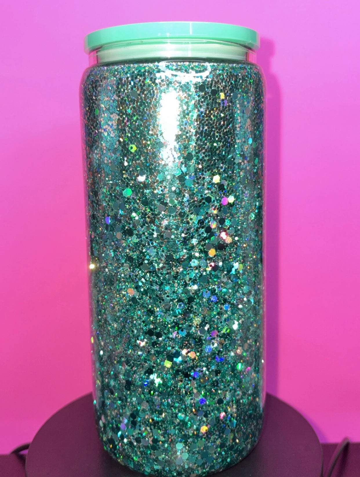 Teal Chunky Glitter Premade Snow Globe Cup – Add Decal to Cart