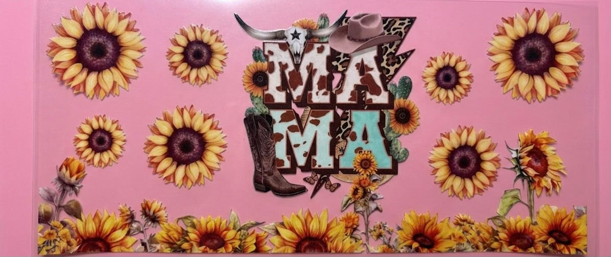 Western Cow Print MAMA Sunflower Cup Decal – Design #71