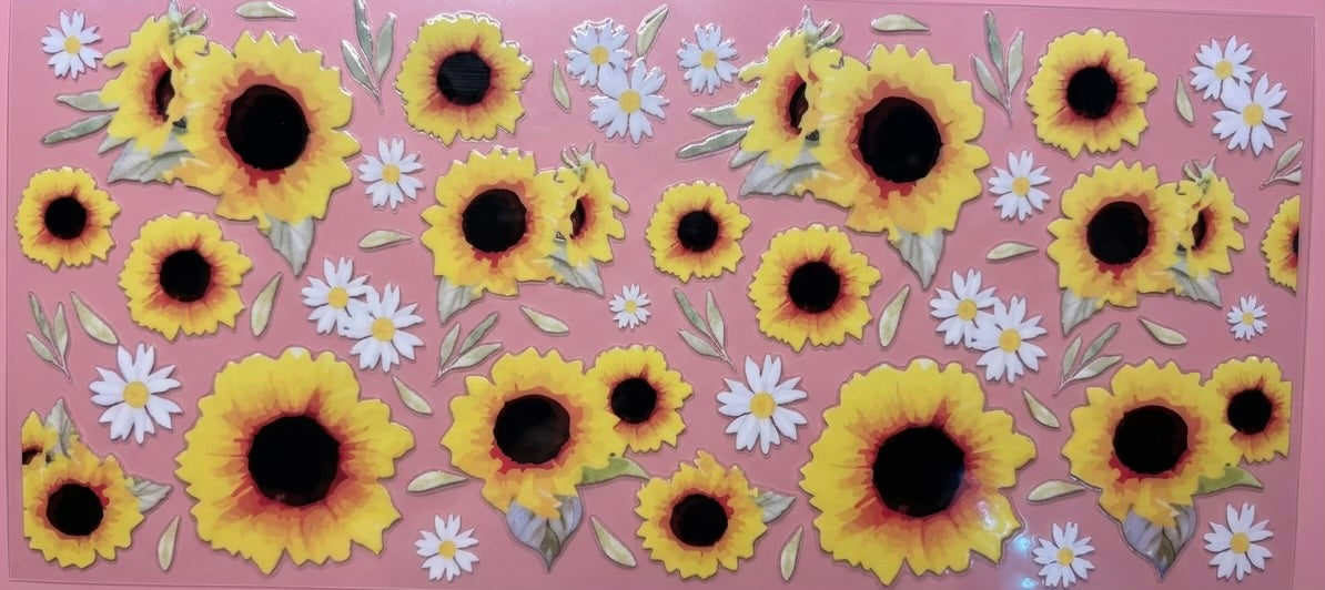 Golden Sunflowers & Daisies Cup Decal – Design #49