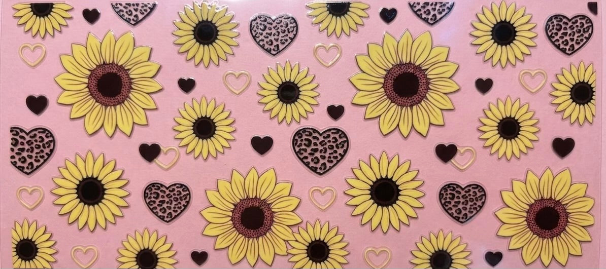 Sunflowers & Leopard Hearts Cup Decal – Design #53