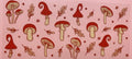 Red Mushroom Garden Cottagecore Cup Decal – Design #35