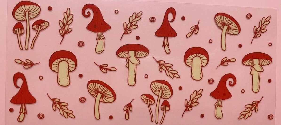 Red Mushroom Garden Cottagecore Cup Decal – Design #35