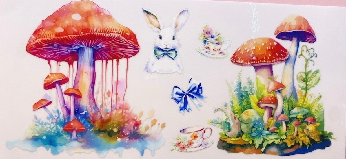 Flowers & Mushrooms Cup Decal – Design #45