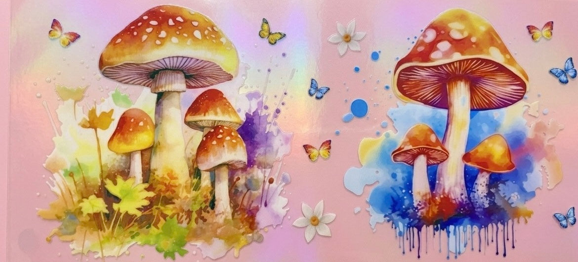 Flowers & Mushrooms Cup Decal – Design #41