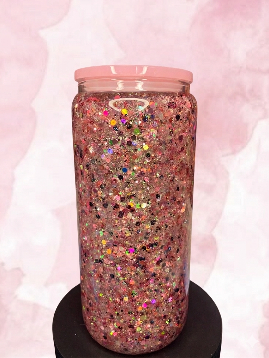 Pink Chunky Glitter Premade Snow Globe Cup – Add Decal to Cart