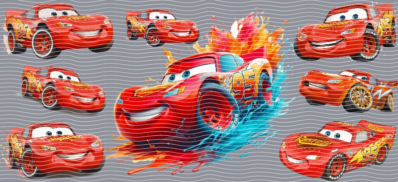 Lightning McQueen Multi-Pose Fire & Water Splash Cup Decal – Design #245