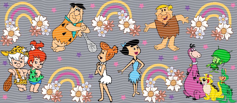The Flintstones Full Cast Flowers & Rainbows Cup Decal – Design #185