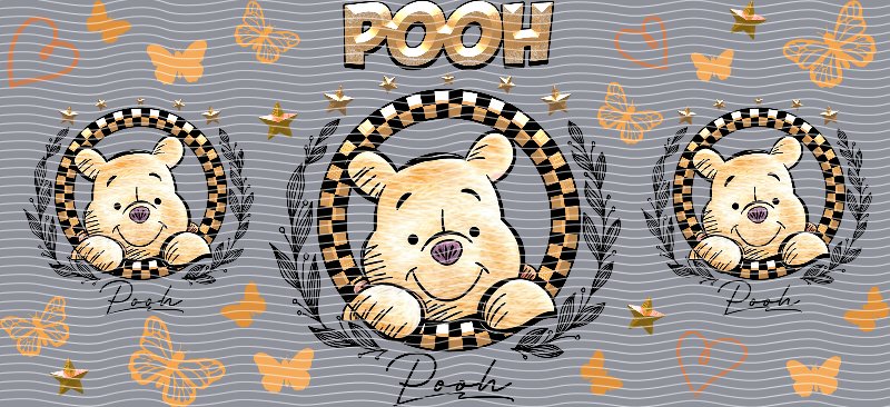 Winnie the Pooh Gold Checkerboard Cup Decal – Design #207