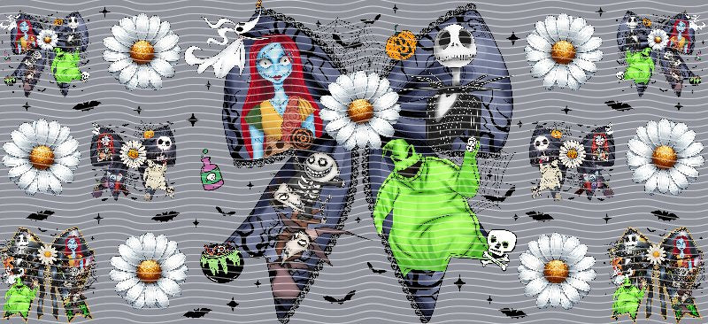 Nightmare Before Christmas Jack & Sally Daisies & Bats Cup Decal – Design #240
