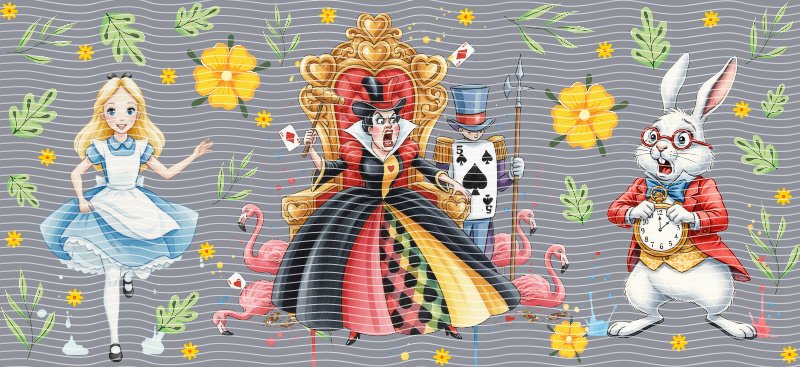 Alice, Queen of Hearts & White Rabbit Cup Decal – Design #261A