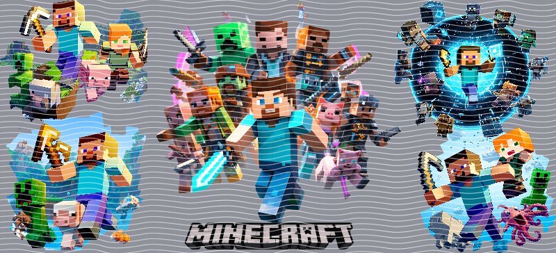 Minecraft Action Scene Cup Decal – Design #274A