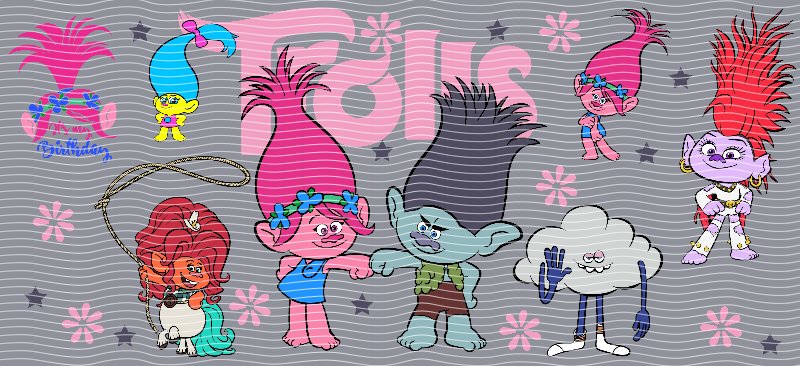 Trolls Full Cast Cup Decal – Design #231