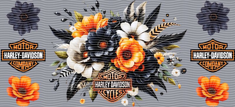 Harley Davidson Floral Cup Decal – Design #138