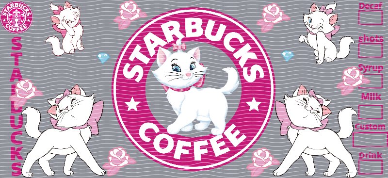 Marie Aristocats Starbucks Coffee Cup Decal – Design #204