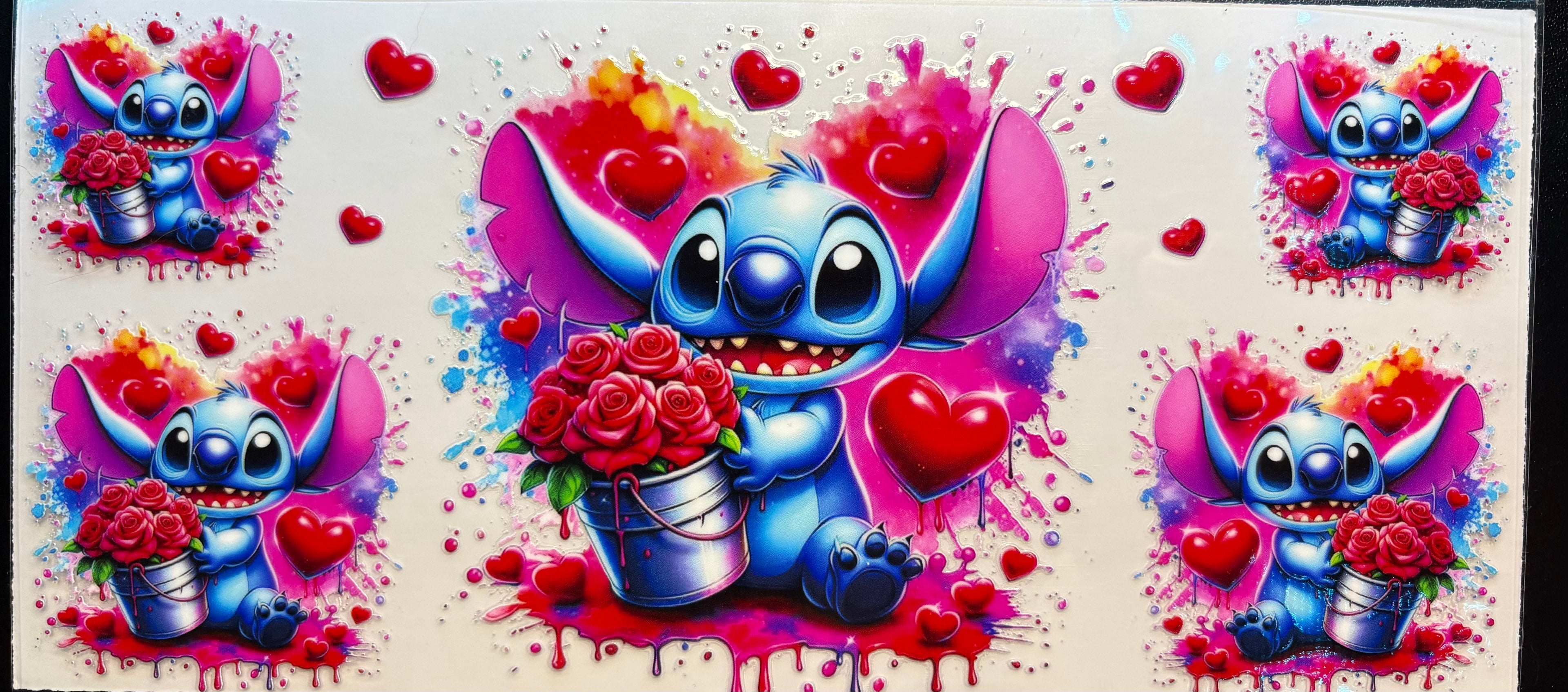 Stitch Roses & Red Hearts Cup Decal – Design #221