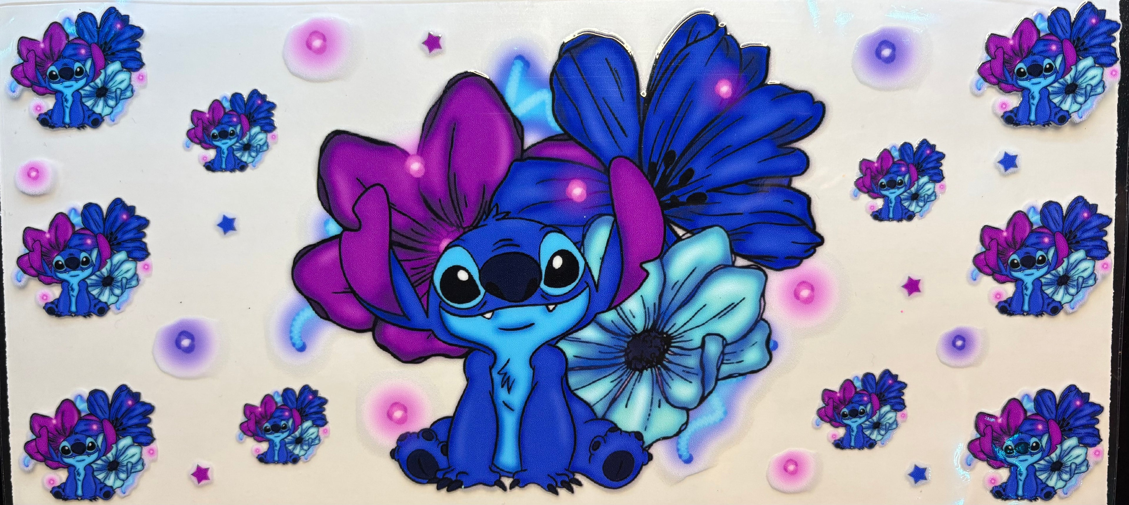 Stitch Purple & Blue Flowers Cup Decal – Design #222