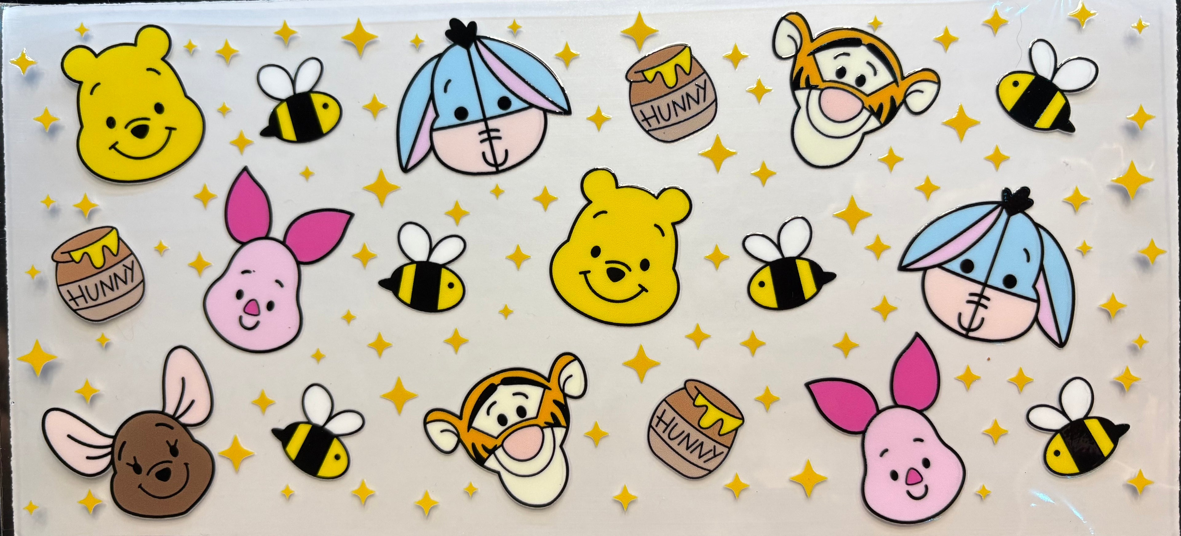 Pooh Gang Faces Honey Pots & Bees Cup Decal – Design #214