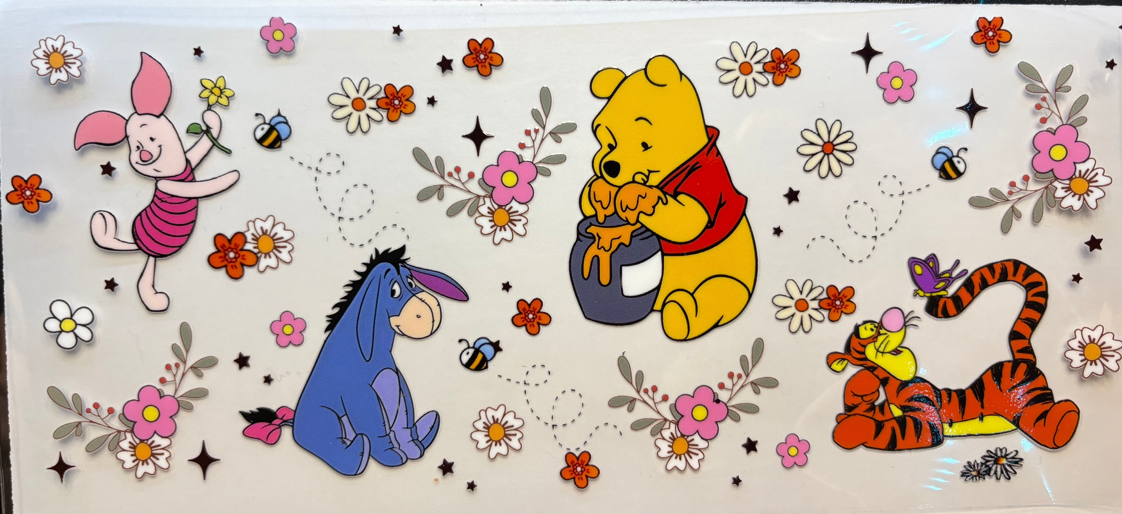 Pooh, Piglet, Eeyore & Tigger Flowers Cup Decal – Design #210