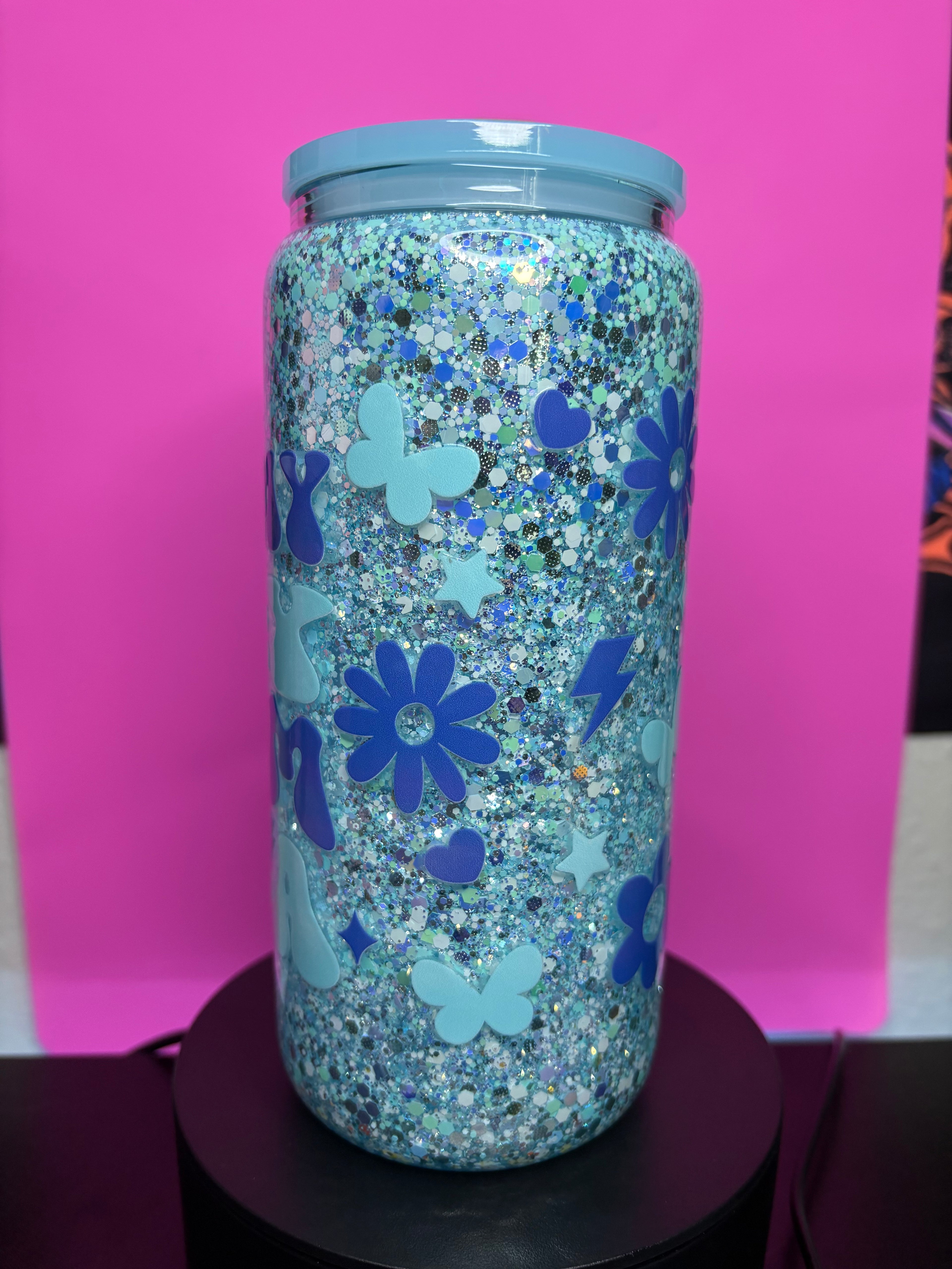 "In My Boy Mom Era" Blue Glitter Slow Flow Premade Snow Globe Cup – Ready to Ship