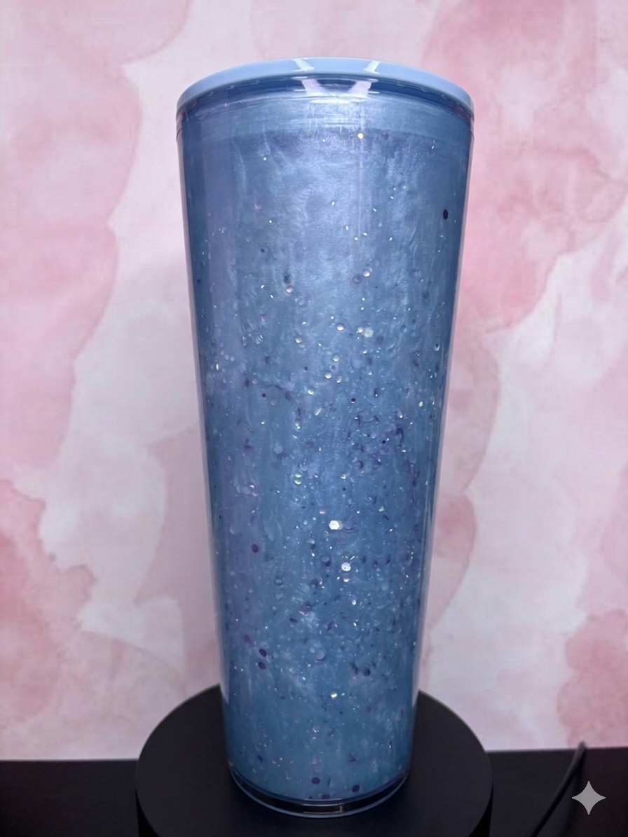 Baby Blue Cat Eye & Glitter Premade Snow Globe Cup – Add Decal to Cart