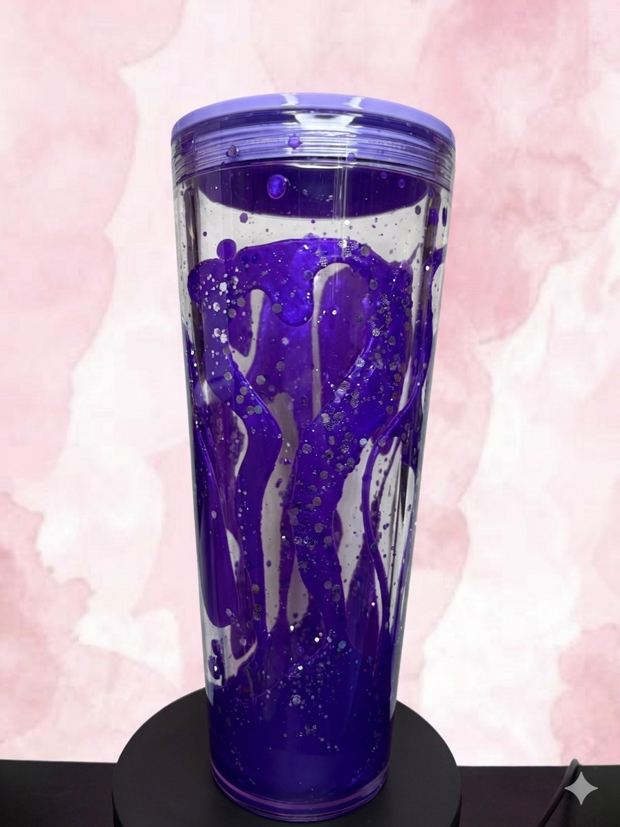 Purple Lava & Silver Glitter Premade Snow Globe Cup – Add Decal to Cart