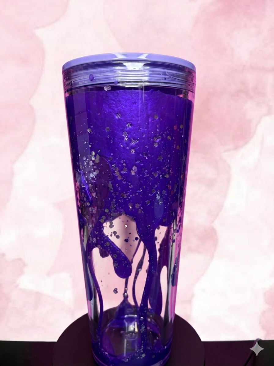Purple Lava & Silver Glitter Premade Snow Globe Cup – Add Decal to Cart