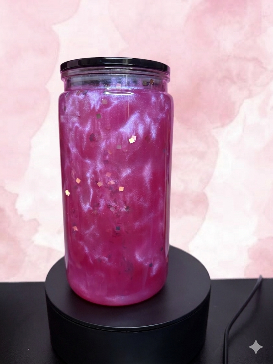 Pink Cat Eye & Gold Glitter Premade Snow Globe Cup – Add Decal to Cart
