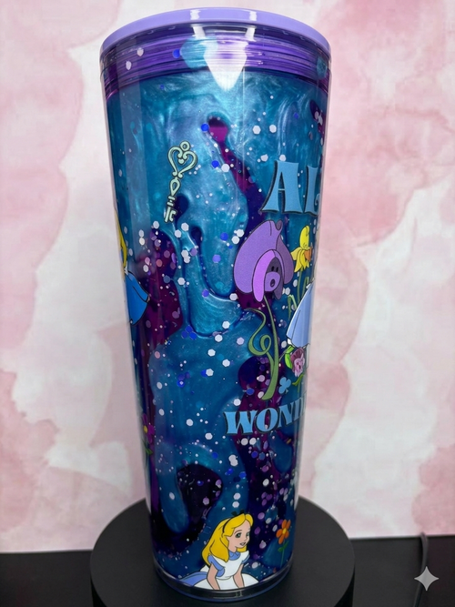Alice in Wonderland Lava Effect Premade Snow Globe Cup – Ready to Ship