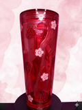 Strawberry & Flowers Lava Effect Premade Snow Globe Cup – Ready to Ship