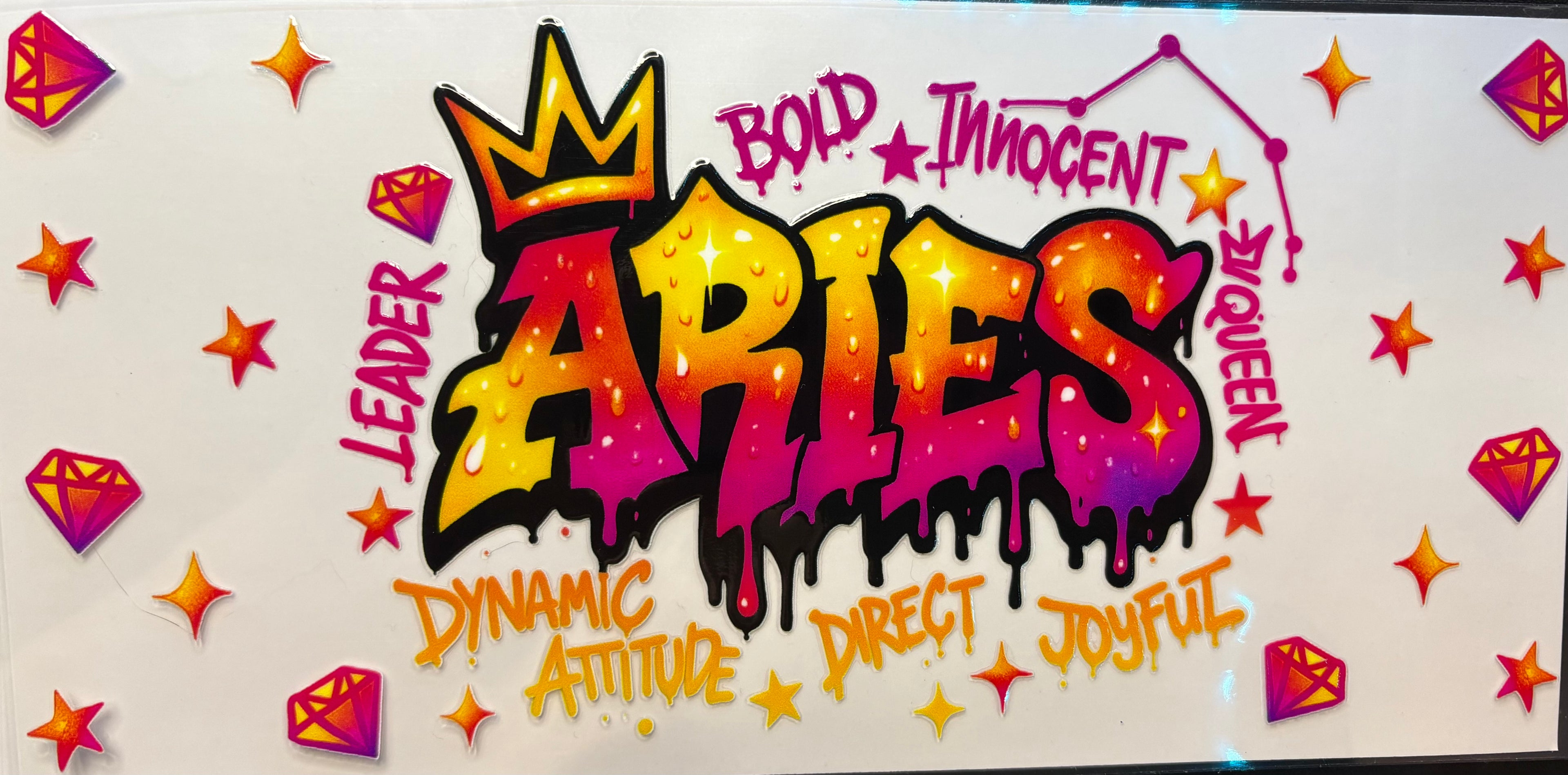 Aries Zodiac Graffiti Cup Decal – Design #307