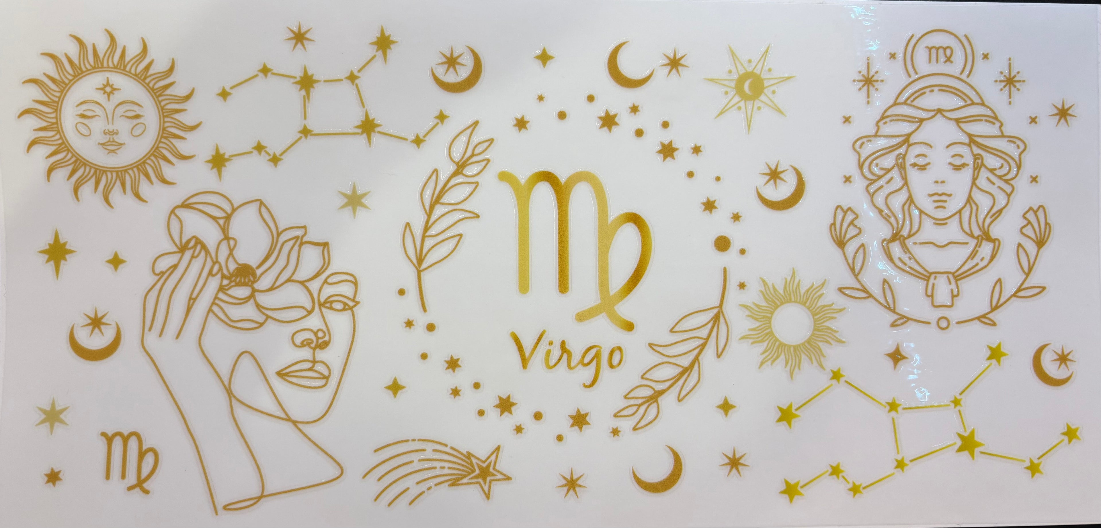 Virgo Zodiac Gold Celestial Cup Decal – Design #301A