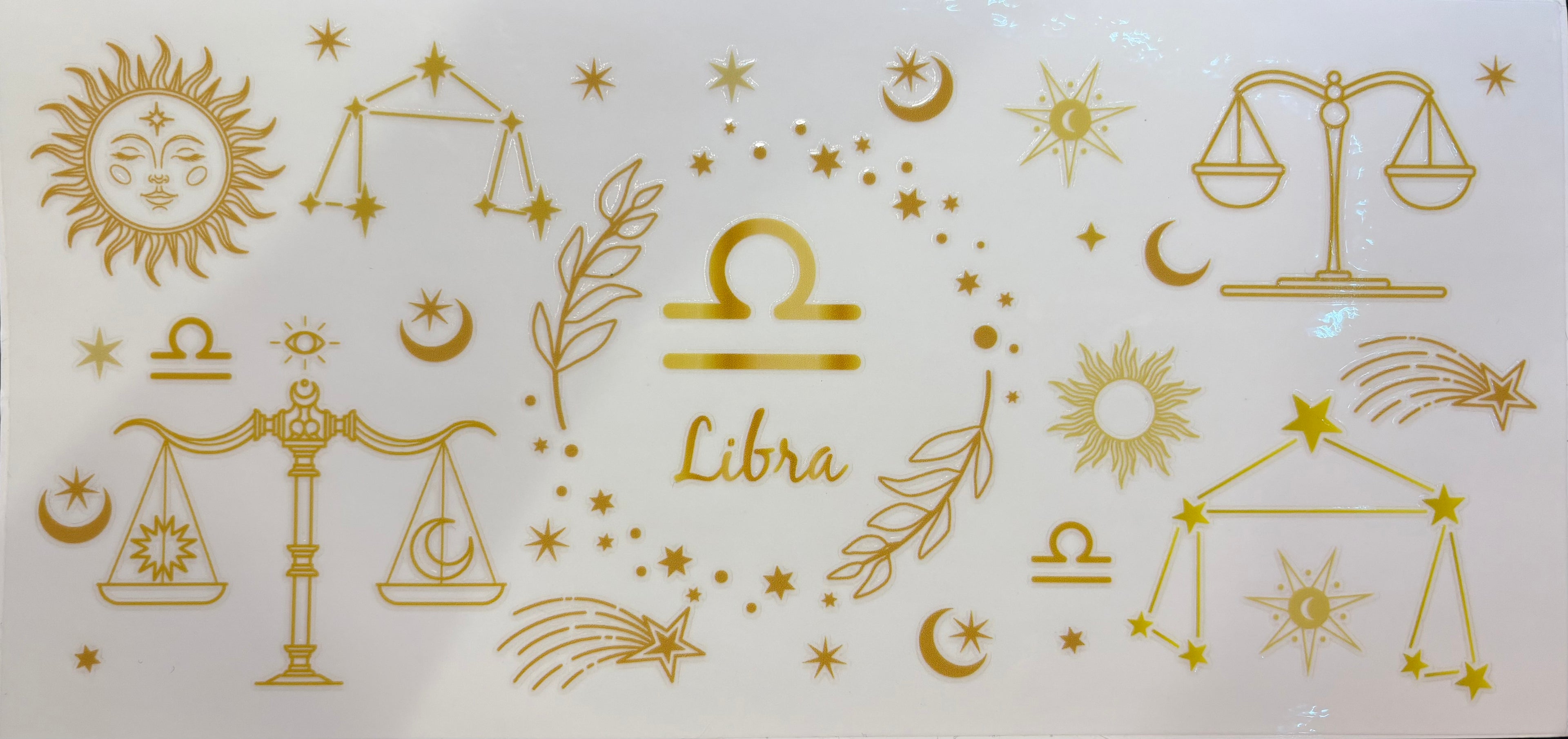 Libra Zodiac Gold Celestial Cup Decal – Design #302A