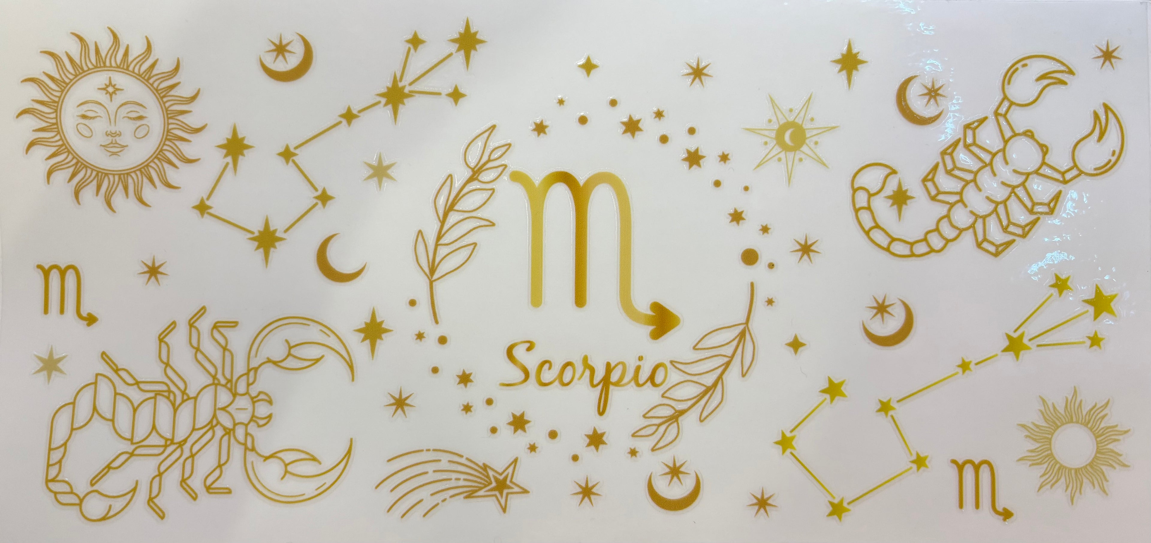 Scorpio Zodiac Gold Celestial Cup Decal – Design #303A