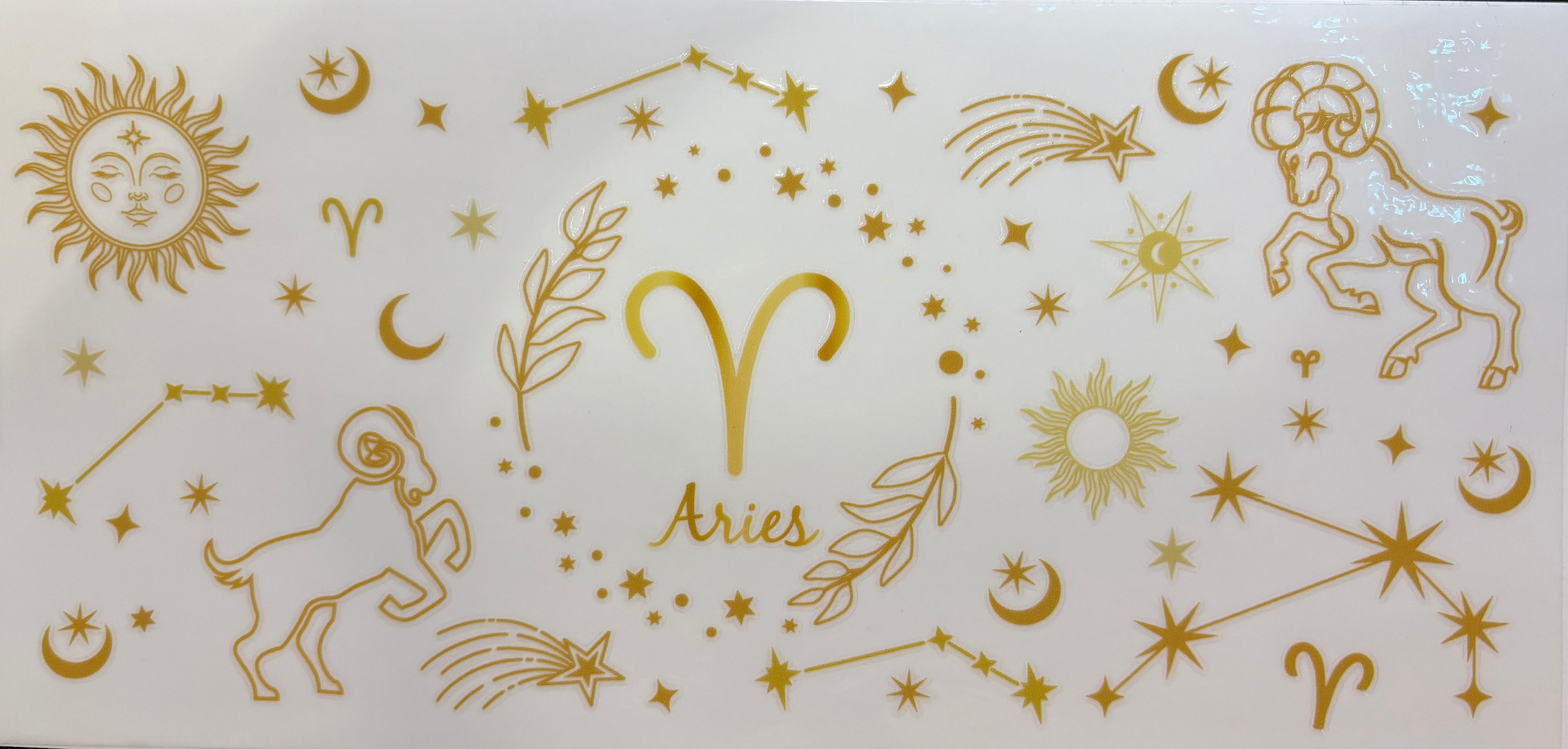 Aries Zodiac Gold Celestial Cup Decal – Design #307A