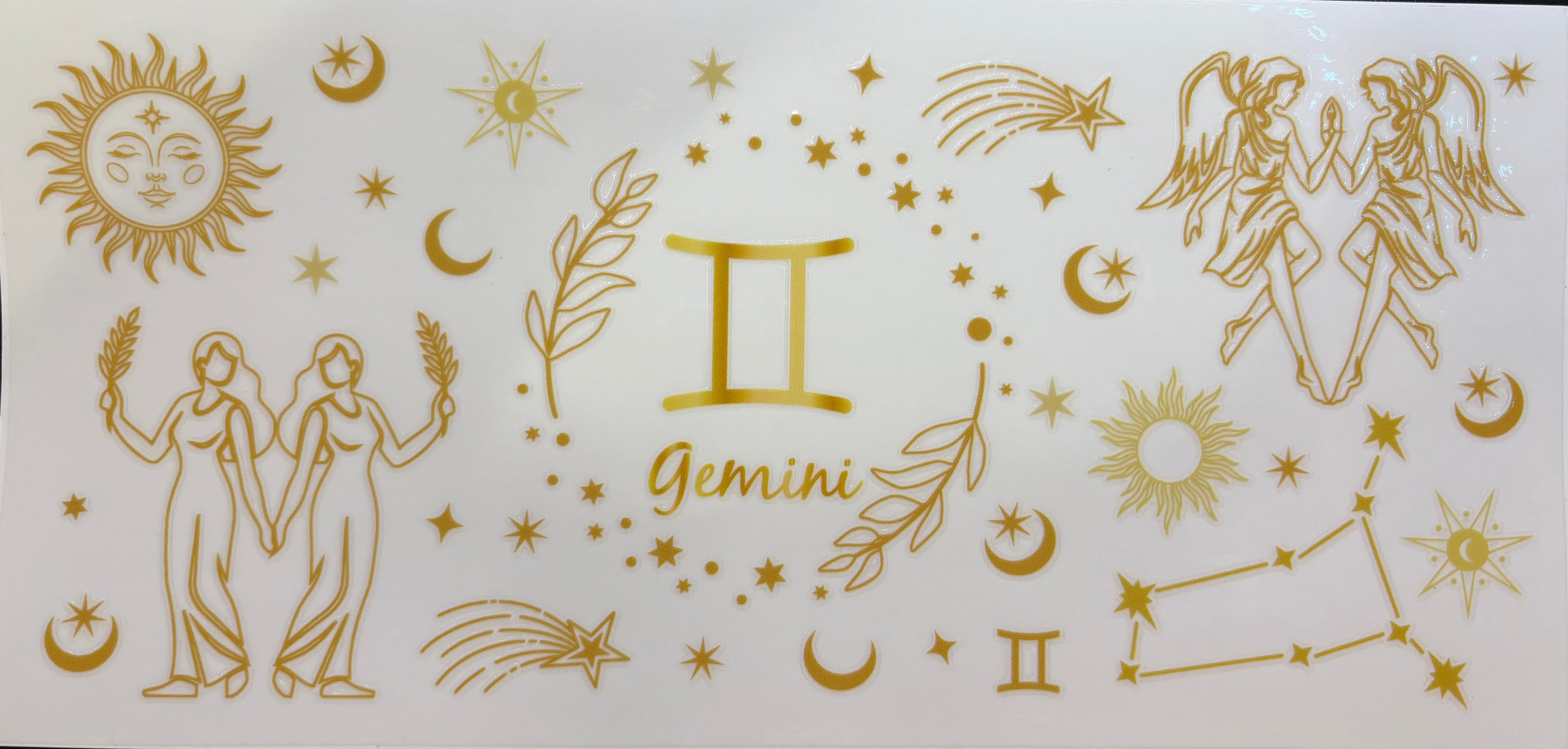 Gemini Zodiac Gold Celestial Cup Decal – Design #309A