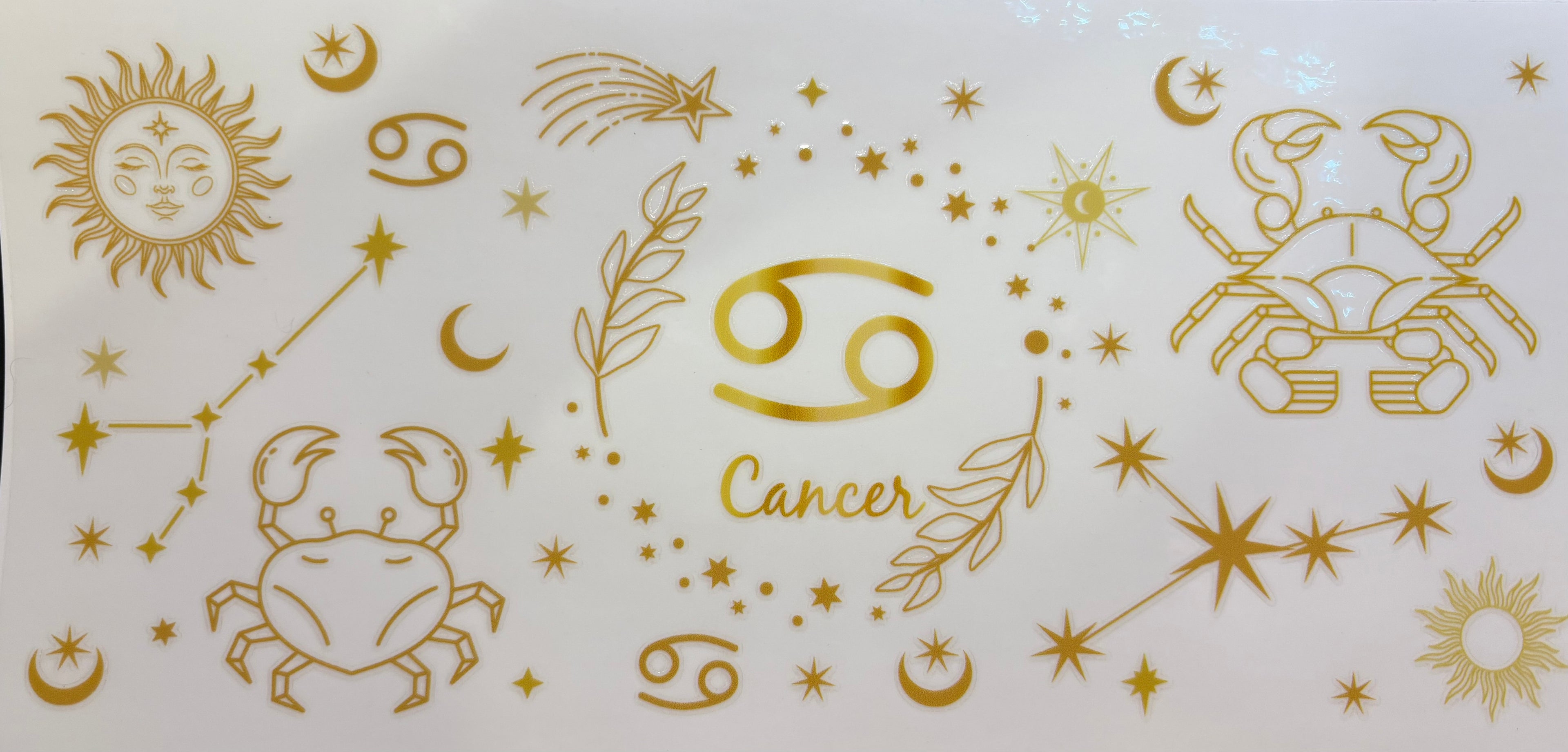 Cancer Zodiac Gold Celestial Cup Decal – Design #310A
