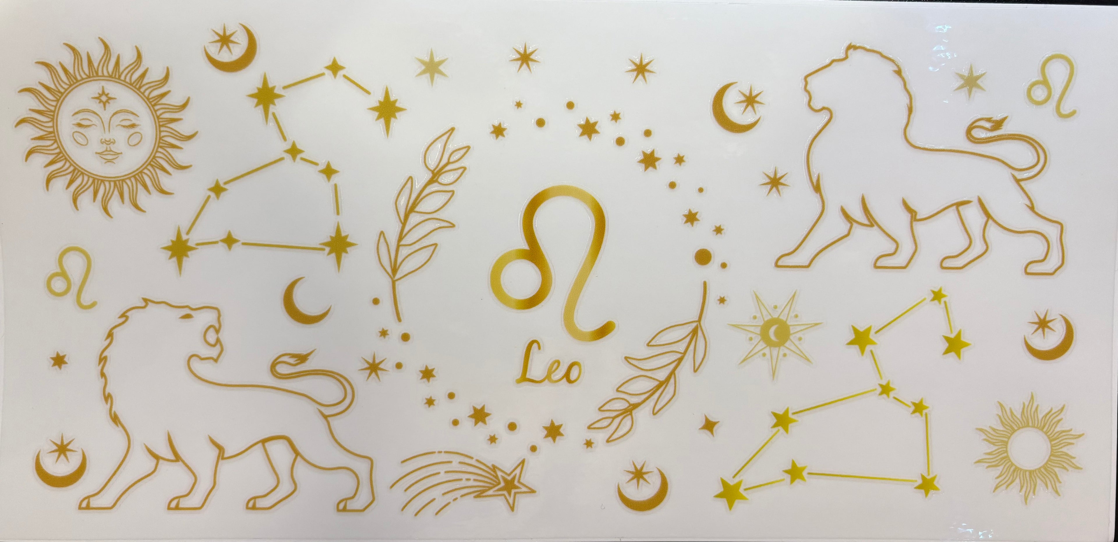 Leo Zodiac Gold Celestial Cup Decal – Design #300
