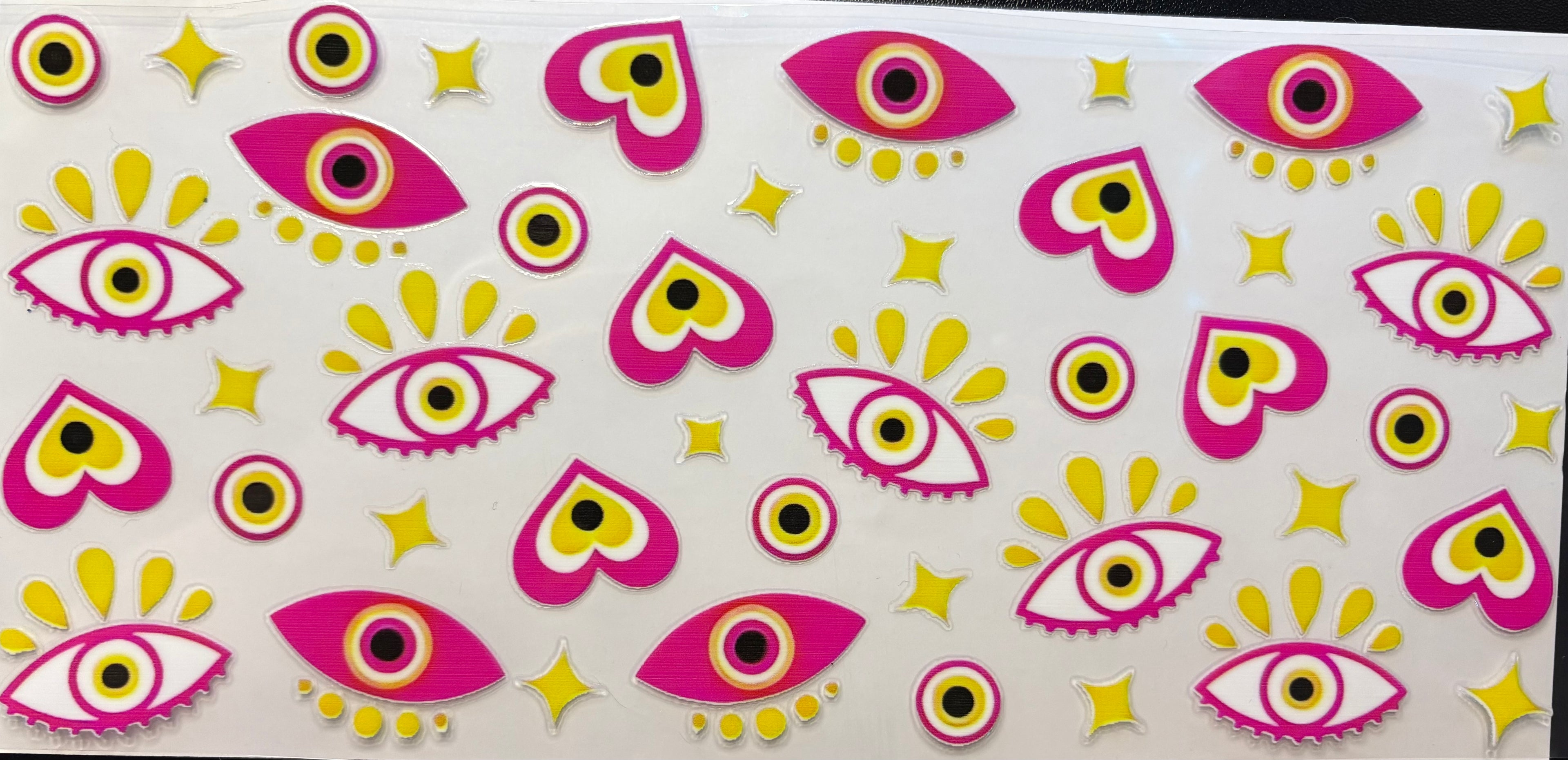 Hot Pink & Yellow Evil Eye Cup Decal – Design #313