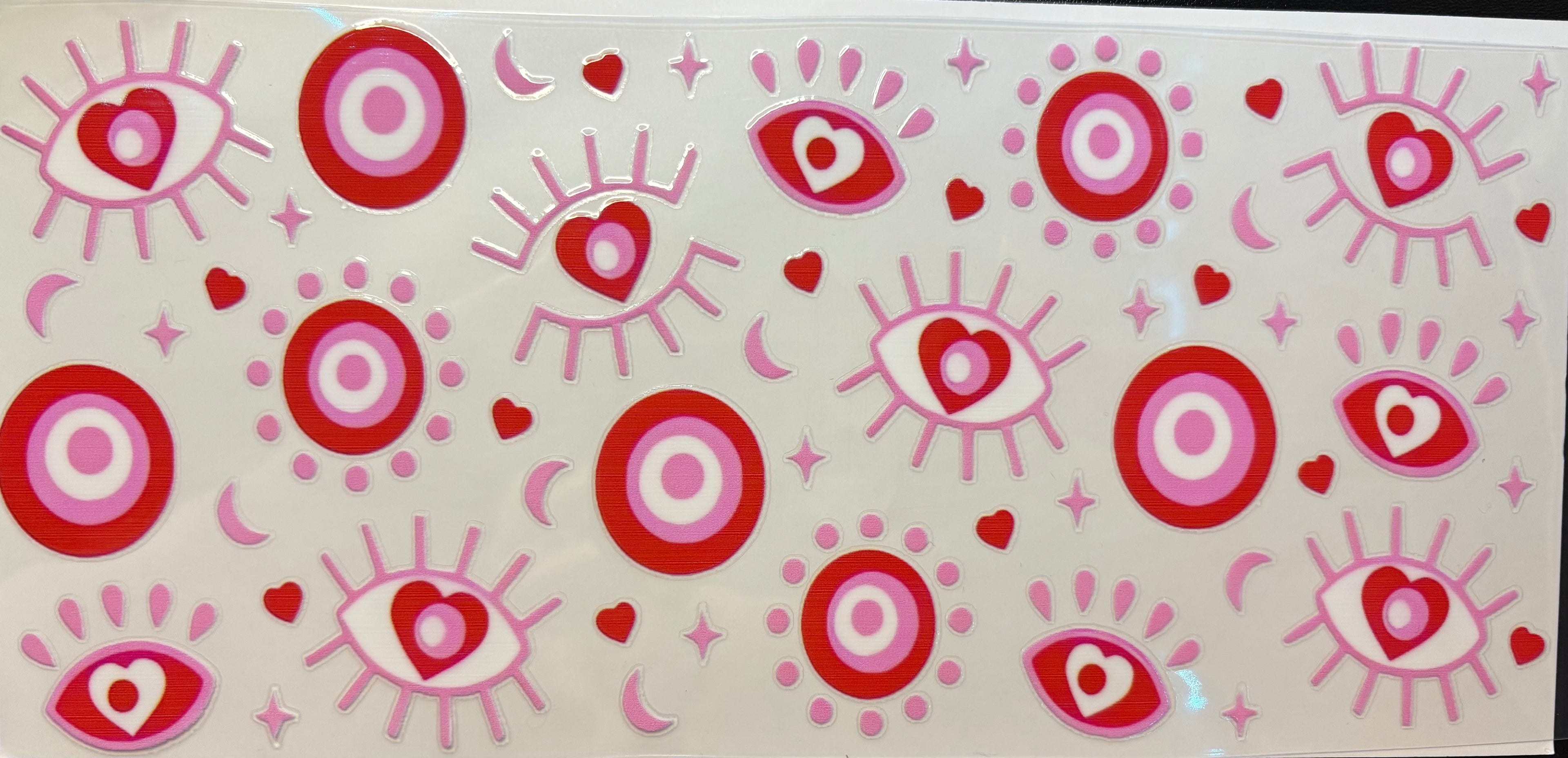 Red & Pink Evil Eye Hearts Cup Decal – Design #313A