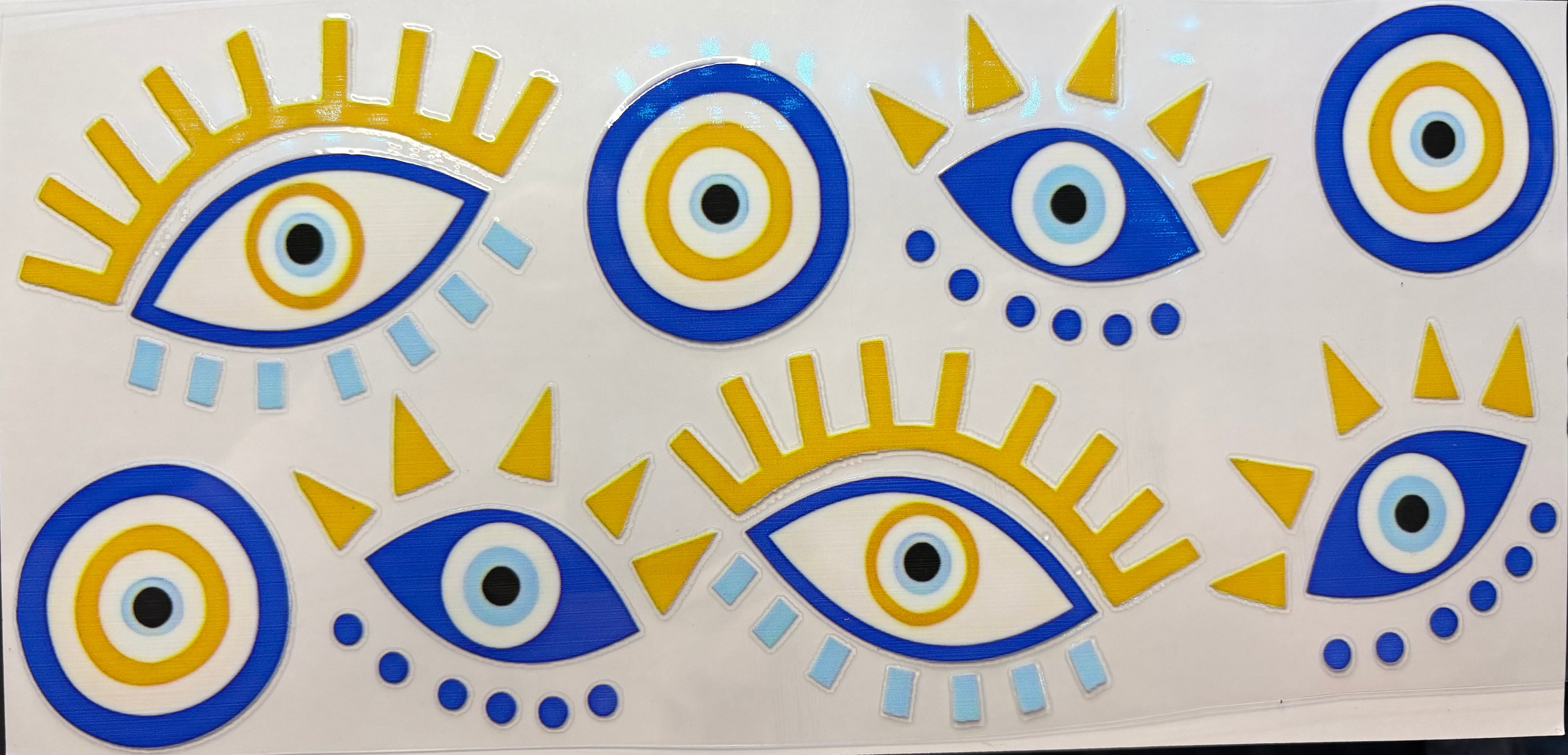 Blue & Gold Geometric Evil Eye Cup Decal – Design #317
