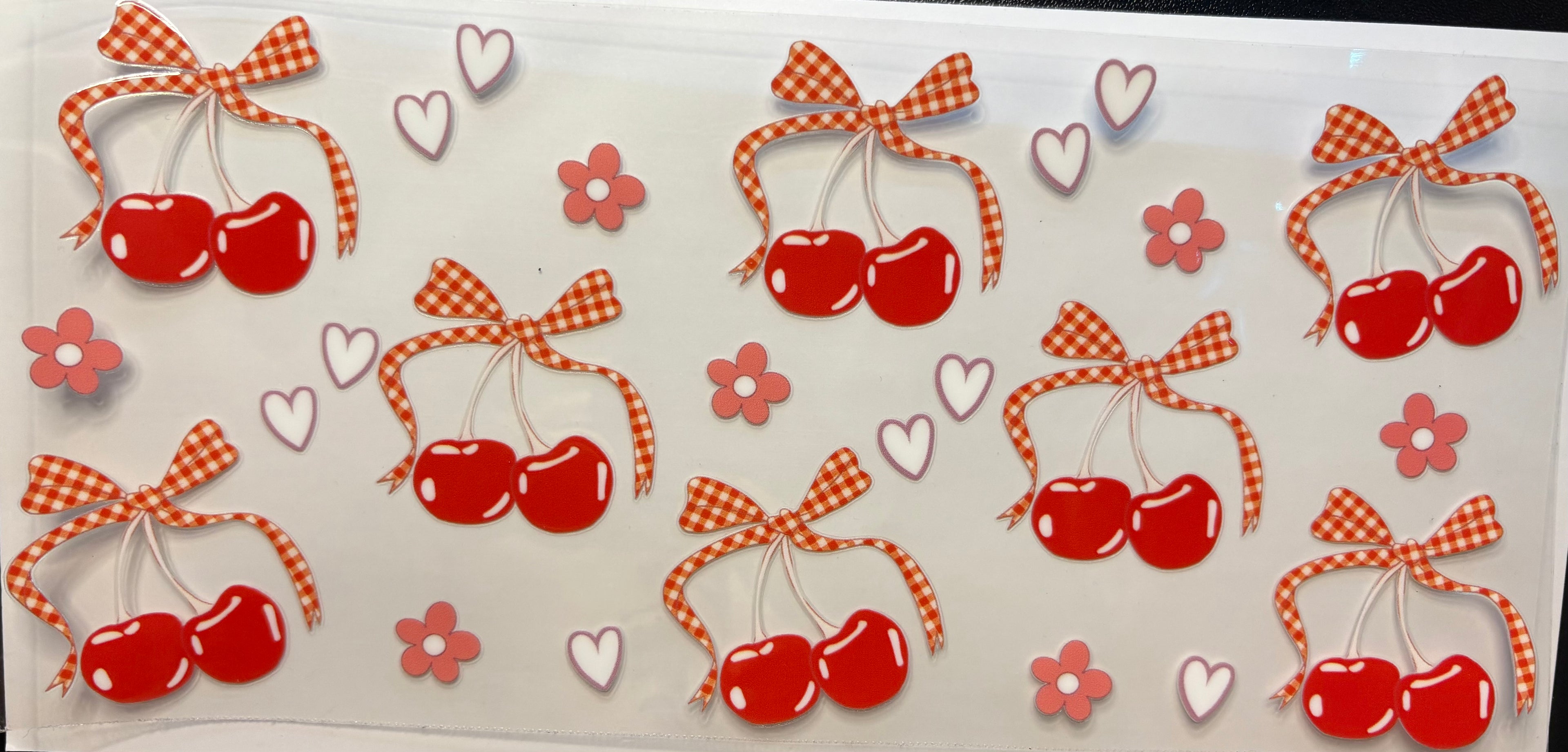 Gingham Bow Cherries Cup Decal – Design #266A