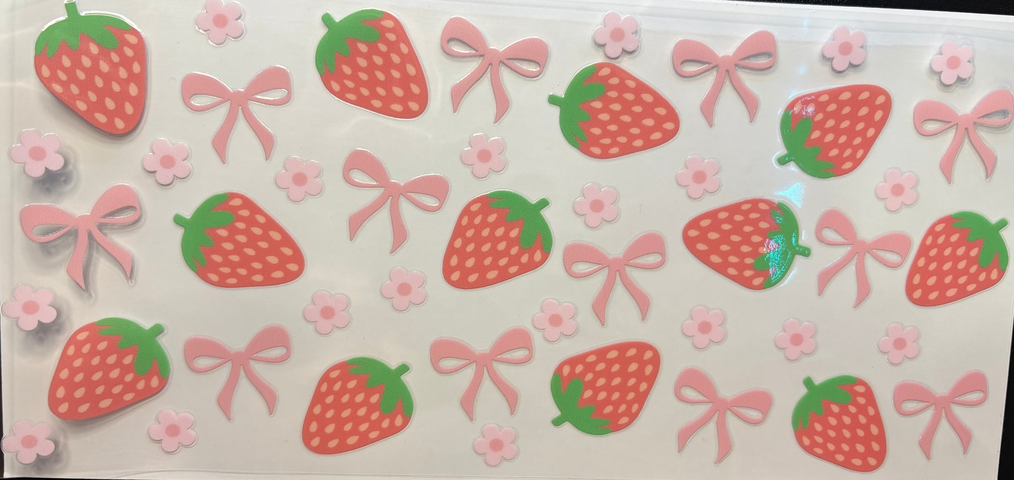 Pink Strawberries & Bows Cup Decal – Design #267B