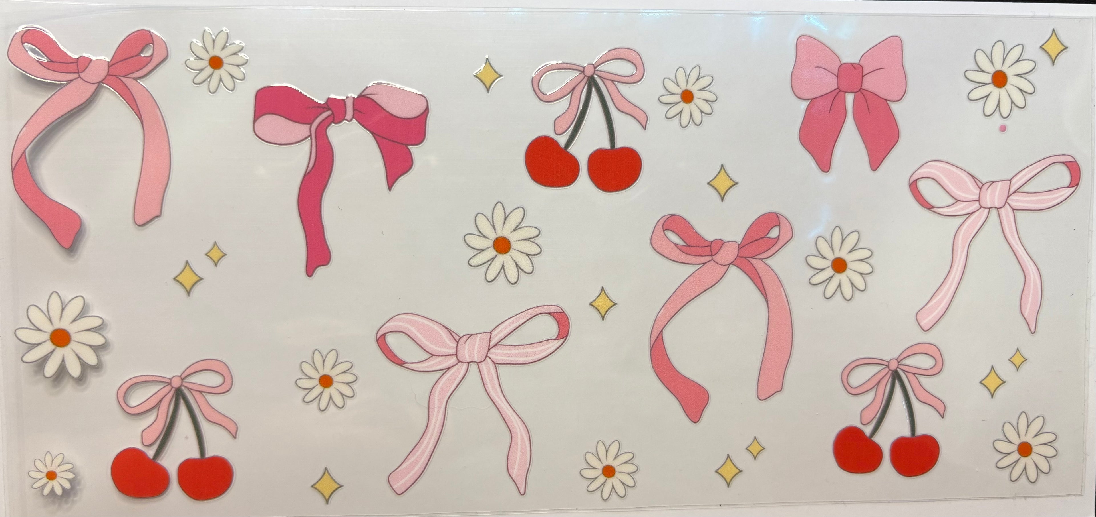 Cherries, Pink Bows & Daisies Cup Decal – Design #268A