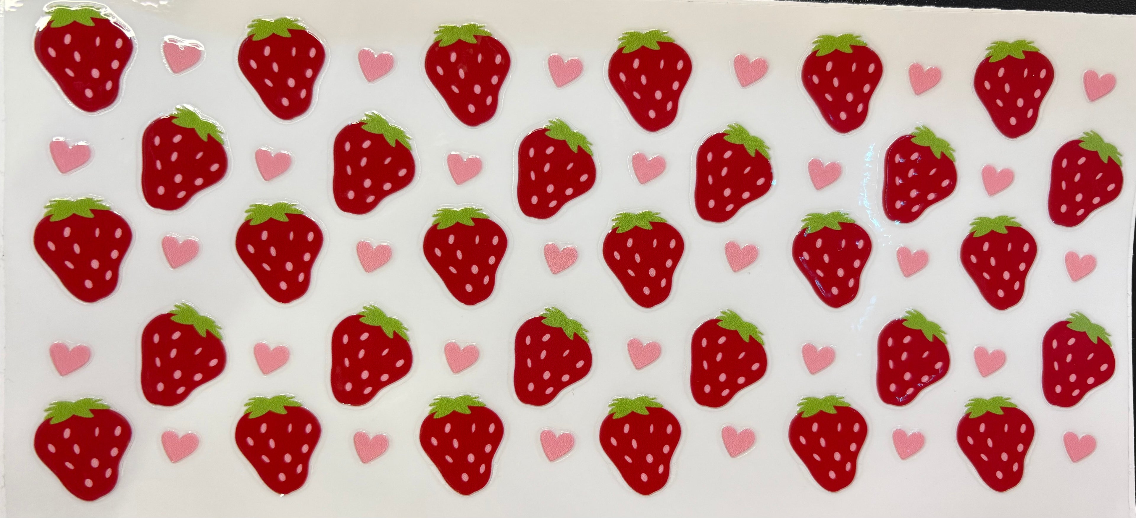 Strawberries & Pink Hearts Cup Decal – Design #269B
